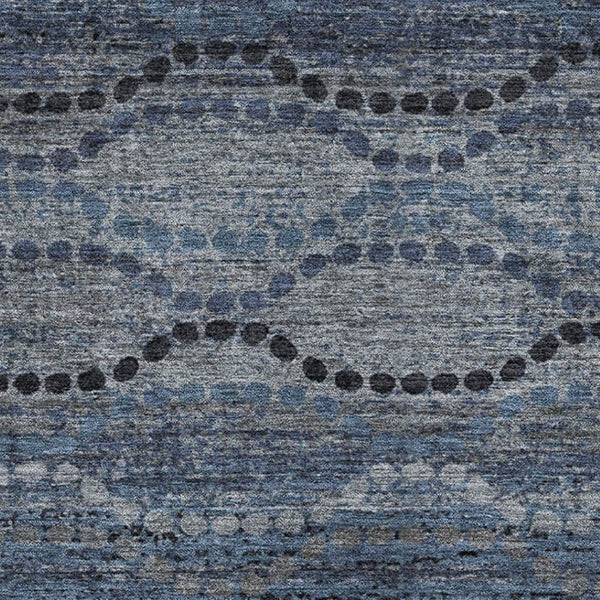 HomeRoots 10' X 14' Navy Blue & Gray Geometric Washable Area Rug with UV Protection for Stylish Durability 715321
