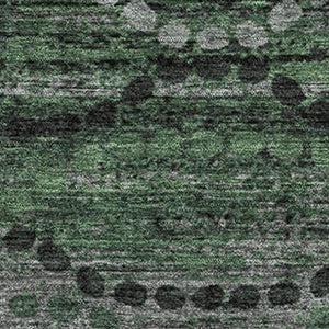 HomeRoots 5' Olive Green & Gray Abstract Geometric Washable Area Rug – UV Protected, Stain-Resistant Design 715323