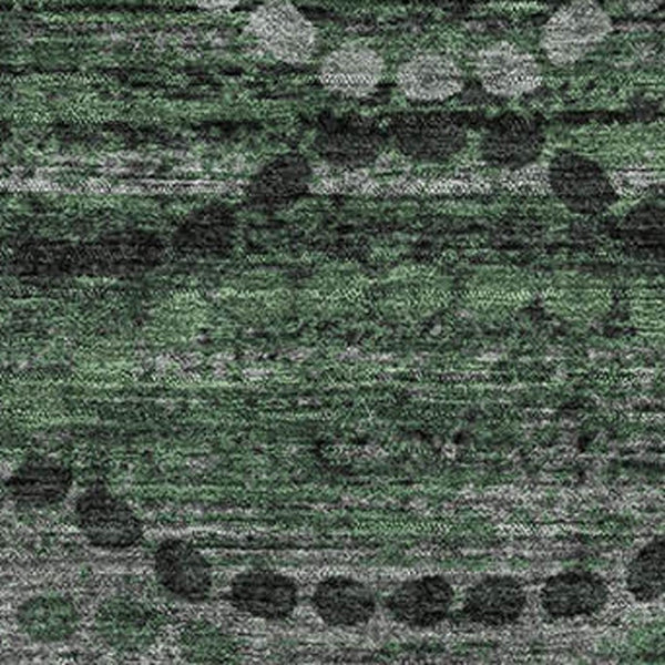 HomeRoots 5' Olive Green & Gray Abstract Geometric Washable Area Rug – UV Protected, Stain-Resistant Design 715323