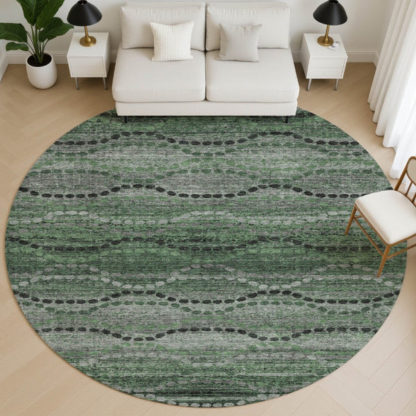 HomeRoots 8' X 10' Washable Olive Green & Gray Abstract Area Rug with UV Protection for High-Traffic Rooms 715325