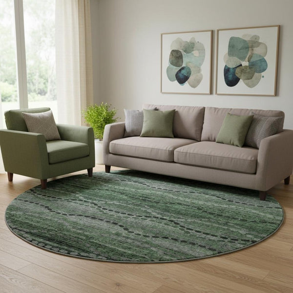 HomeRoots 8' X 10' Washable Olive Green & Gray Abstract Area Rug with UV Protection for High-Traffic Rooms 715325
