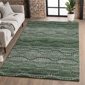 HomeRoots 9' X 12' Olive Green & Gray Abstract Geometric Area Rug – Stylish, Washable, UV-Protected & Durable 715326