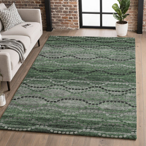 HomeRoots 9' X 12' Olive Green & Gray Abstract Geometric Area Rug – Stylish, Washable, UV-Protected & Durable 715326