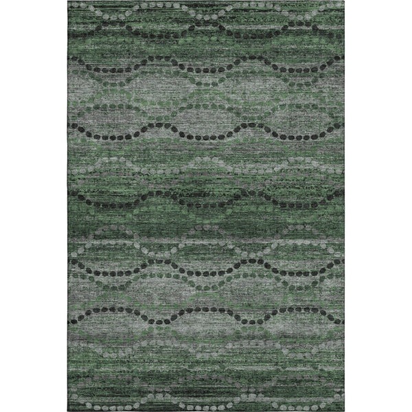 HomeRoots 9' X 12' Olive Green & Gray Abstract Geometric Area Rug – Stylish, Washable, UV-Protected & Durable 715326