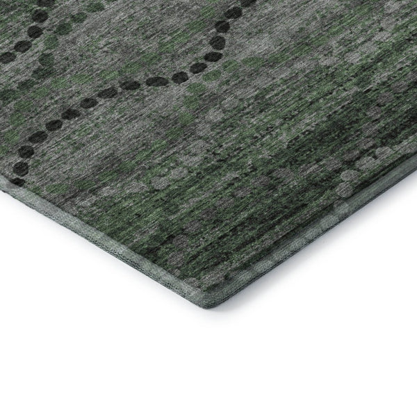 HomeRoots 9' X 12' Olive Green & Gray Abstract Geometric Area Rug – Stylish, Washable, UV-Protected & Durable 715326