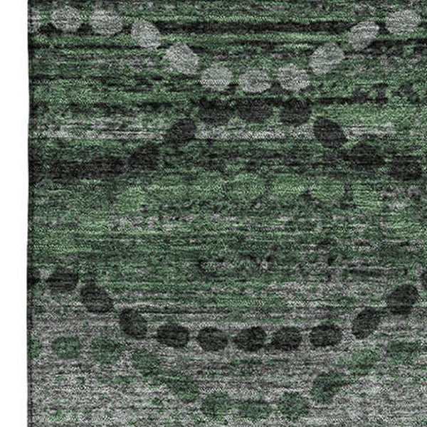 HomeRoots 9' X 12' Olive Green & Gray Abstract Geometric Area Rug – Stylish, Washable, UV-Protected & Durable 715326