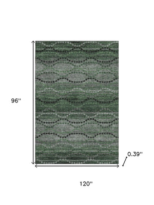 HomeRoots 9' X 12' Olive Green & Gray Abstract Geometric Area Rug – Stylish, Washable, UV-Protected & Durable 715326