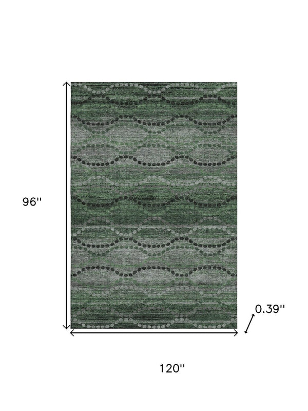 HomeRoots 9' X 12' Olive Green & Gray Abstract Geometric Area Rug – Stylish, Washable, UV-Protected & Durable 715326
