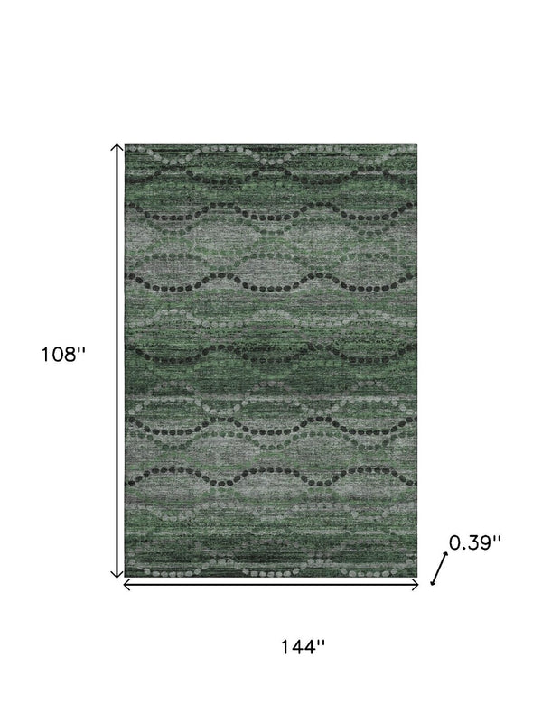 HomeRoots 10' Stylish Olive Green & Gray Abstract Geometric Area Rug - Washable, UV Protected, Durable Design! 715327