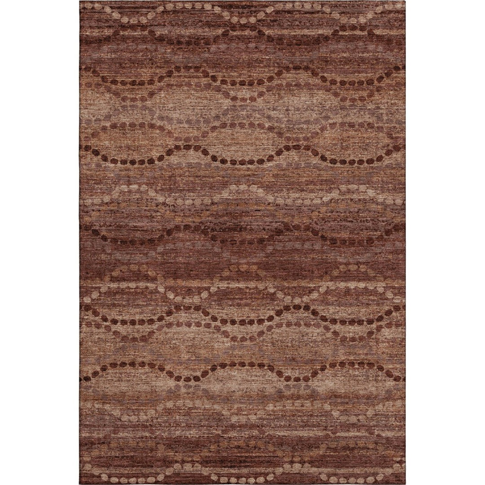 HomeRoots 8' Washable Round Rug in Rust and Copper – Durable, UV-Protected, Modern Geometric Design for Homes 715330