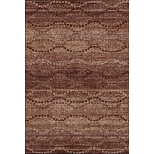 HomeRoots 8' Washable Round Rug in Rust and Copper – Durable, UV-Protected, Modern Geometric Design for Homes 715330