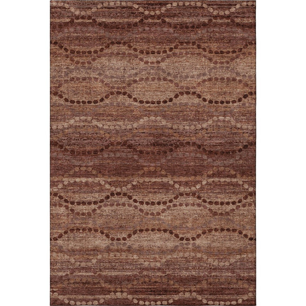 HomeRoots 8' Washable Round Rug in Rust and Copper – Durable, UV-Protected, Modern Geometric Design for Homes 715330
