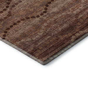 HomeRoots 8' Washable Round Rug in Rust and Copper – Durable, UV-Protected, Modern Geometric Design for Homes 715330