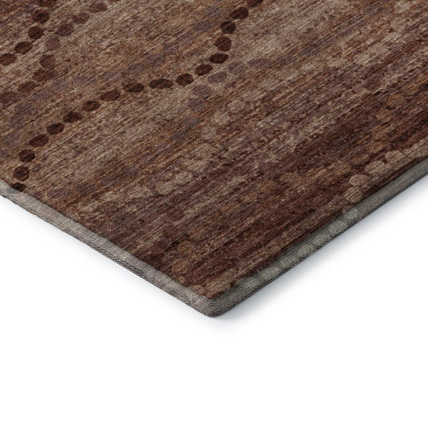 HomeRoots 8' Washable Round Rug in Rust and Copper – Durable, UV-Protected, Modern Geometric Design for Homes 715330