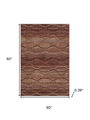 HomeRoots 8' Washable Round Rug in Rust and Copper – Durable, UV-Protected, Modern Geometric Design for Homes 715330