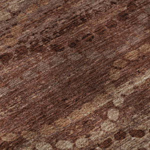 HomeRoots 8' Washable Round Rug in Rust and Copper – Durable, UV-Protected, Modern Geometric Design for Homes 715330