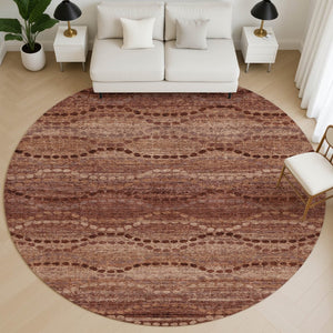 HomeRoots 8' X 10' Washable Rust and Copper Geometric Area Rug with UV Protection for Modern Homes and Kids 715331