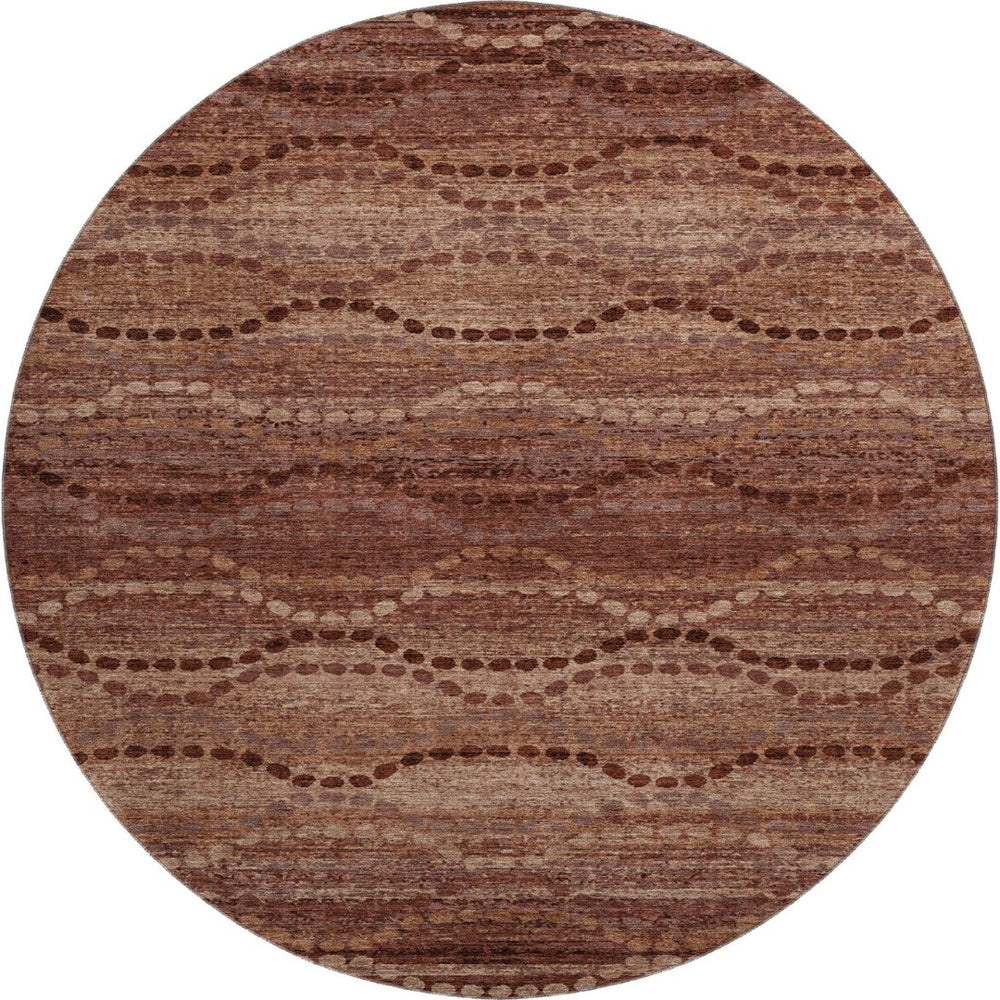 HomeRoots 8' X 10' Washable Rust and Copper Geometric Area Rug with UV Protection for Modern Homes and Kids 715331