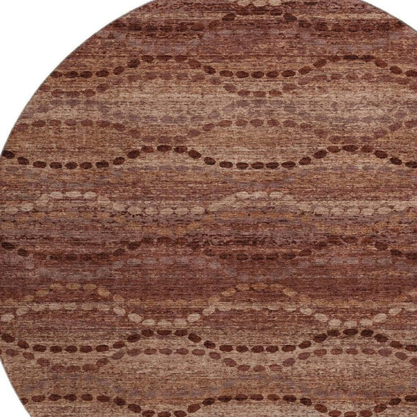HomeRoots 8' X 10' Washable Rust and Copper Geometric Area Rug with UV Protection for Modern Homes and Kids 715331