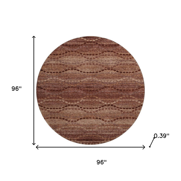 HomeRoots 8' X 10' Washable Rust and Copper Geometric Area Rug with UV Protection for Modern Homes and Kids 715331