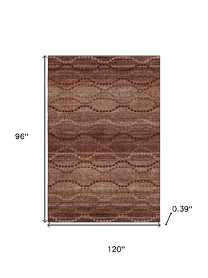 HomeRoots 9' X 12' Modern Rust and Copper Geometric Area Rug - Washable, UV-Protected, Stain-Resistant Design! 715332