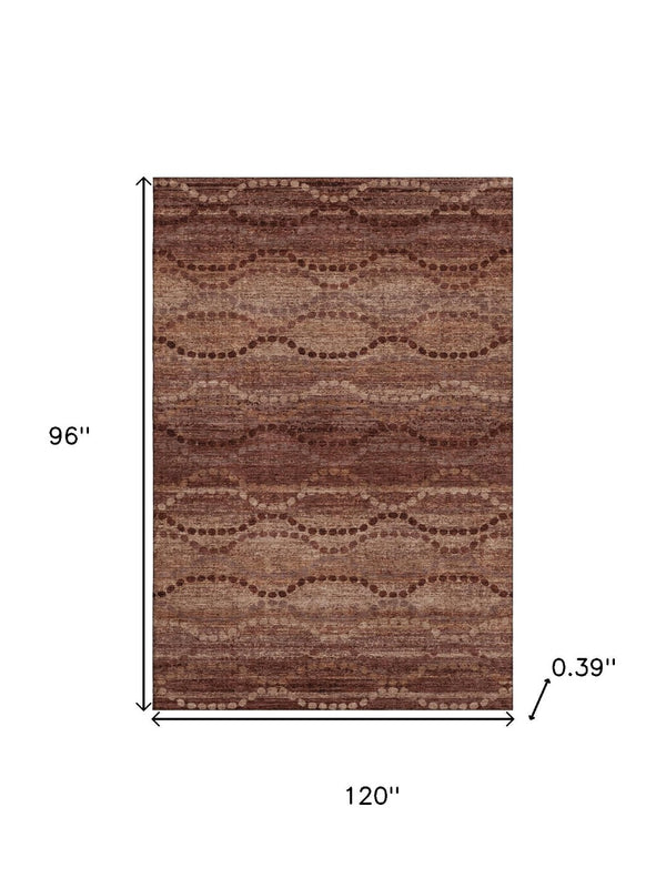 HomeRoots 9' X 12' Modern Rust and Copper Geometric Area Rug - Washable, UV-Protected, Stain-Resistant Design! 715332
