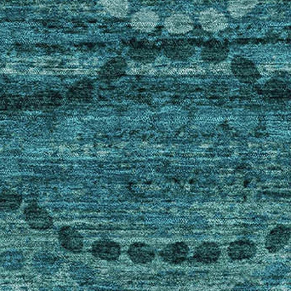 HomeRoots 8' Turquoise and Aqua Abstract Geometric Round Rug - Washable, UV Protected, Non-Slip, Stylish Decor 715336