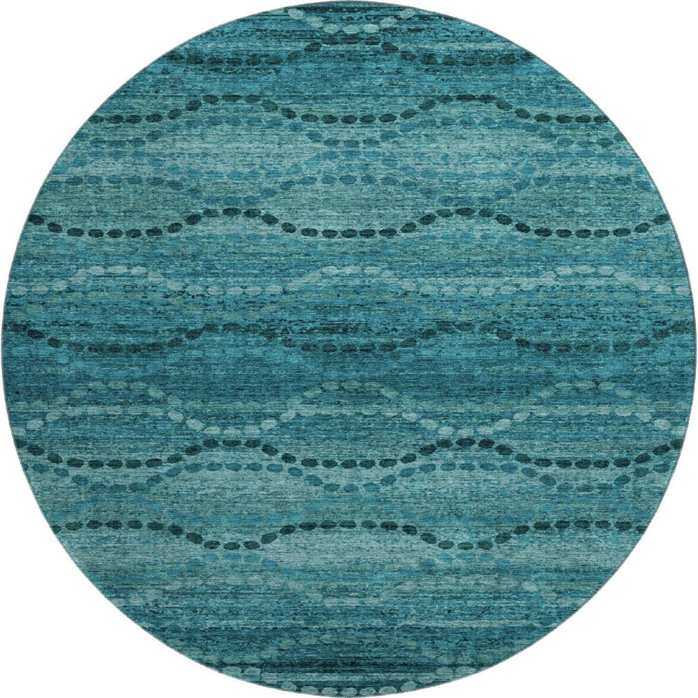 HomeRoots 8' X 10' Vibrant Turquoise Aqua Abstract Geometric Washable Area Rug with UV & Stain Protection 715337