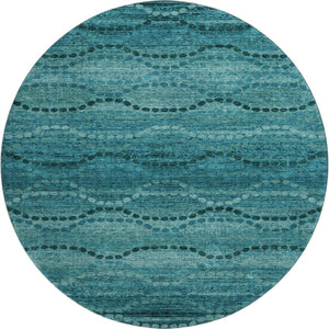 HomeRoots 8' X 10' Vibrant Turquoise Aqua Abstract Geometric Washable Area Rug with UV & Stain Protection 715337