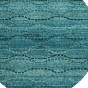 HomeRoots 8' X 10' Vibrant Turquoise Aqua Abstract Geometric Washable Area Rug with UV & Stain Protection 715337