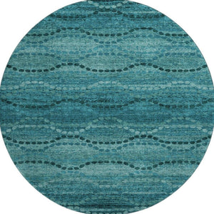 HomeRoots 8' X 10' Vibrant Turquoise Aqua Abstract Geometric Washable Area Rug with UV & Stain Protection 715337