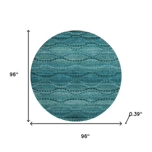 HomeRoots 8' X 10' Vibrant Turquoise Aqua Abstract Geometric Washable Area Rug with UV & Stain Protection 715337
