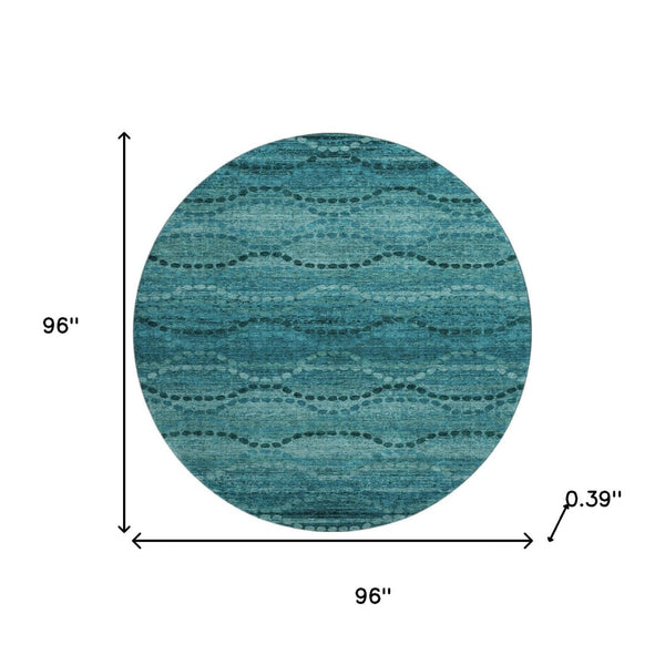 HomeRoots 8' X 10' Vibrant Turquoise Aqua Abstract Geometric Washable Area Rug with UV & Stain Protection 715337