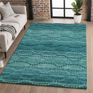 HomeRoots 9' X 12' Vibrant Turquoise & Aqua Abstract Geometric Area Rug - Washable, UV Protected & Stain Resistant! 715338