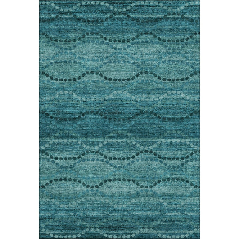 HomeRoots 9' X 12' Vibrant Turquoise & Aqua Abstract Geometric Area Rug - Washable, UV Protected & Stain Resistant! 715338
