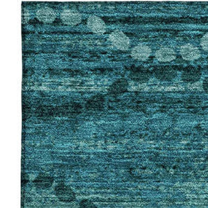 HomeRoots 9' X 12' Vibrant Turquoise & Aqua Abstract Geometric Area Rug - Washable, UV Protected & Stain Resistant! 715338