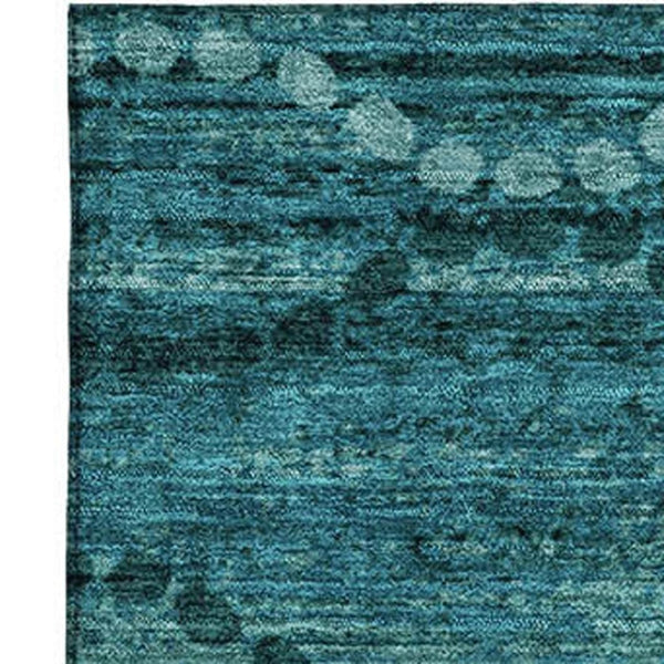 HomeRoots 9' X 12' Vibrant Turquoise & Aqua Abstract Geometric Area Rug - Washable, UV Protected & Stain Resistant! 715338