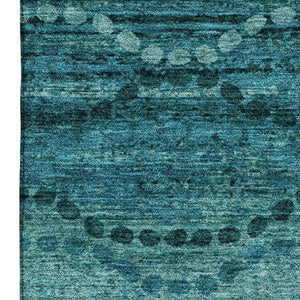 HomeRoots 9' X 12' Vibrant Turquoise & Aqua Abstract Geometric Area Rug - Washable, UV Protected & Stain Resistant! 715338