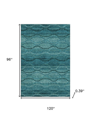 HomeRoots 9' X 12' Vibrant Turquoise & Aqua Abstract Geometric Area Rug - Washable, UV Protected & Stain Resistant! 715338