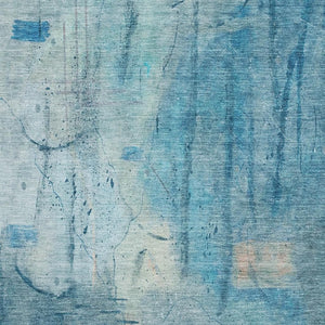HomeRoots 5' X 8' Blue And Beige Abstract Area Rug - Durable, Washable, UV Protected for Family-Friendly Spaces 715341