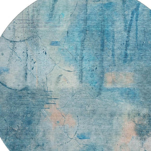 HomeRoots 8' X 10' Stylish Blue and Beige Abstract Area Rug - Washable, UV Protected, Perfect for Homes! 715343