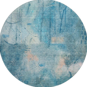 HomeRoots 8' X 10' Stylish Blue and Beige Abstract Area Rug - Washable, UV Protected, Perfect for Homes! 715343