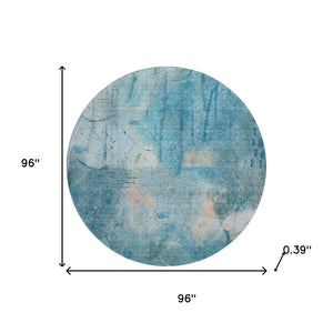 HomeRoots 8' X 10' Stylish Blue and Beige Abstract Area Rug - Washable, UV Protected, Perfect for Homes! 715343