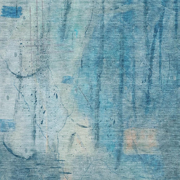 HomeRoots 9' X 12' Blue & Beige Abstract Area Rug - Washable, UV Protected, Modern Design for Busy Homes 715344
