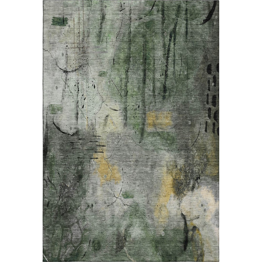 HomeRoots 5' X 8' Modern Abstract Pewter & Charcoal Area Rug - Washable, UV Protected, Family-Friendly Decor 715347