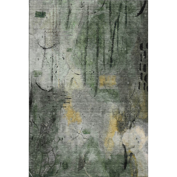 HomeRoots 8' Modern Abstract Washable Round Rug in Pewter & Charcoal with UV Protection for Busy Homes 715348