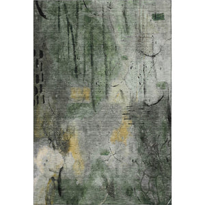 HomeRoots 8' Modern Abstract Washable Round Rug in Pewter & Charcoal with UV Protection for Busy Homes 715348