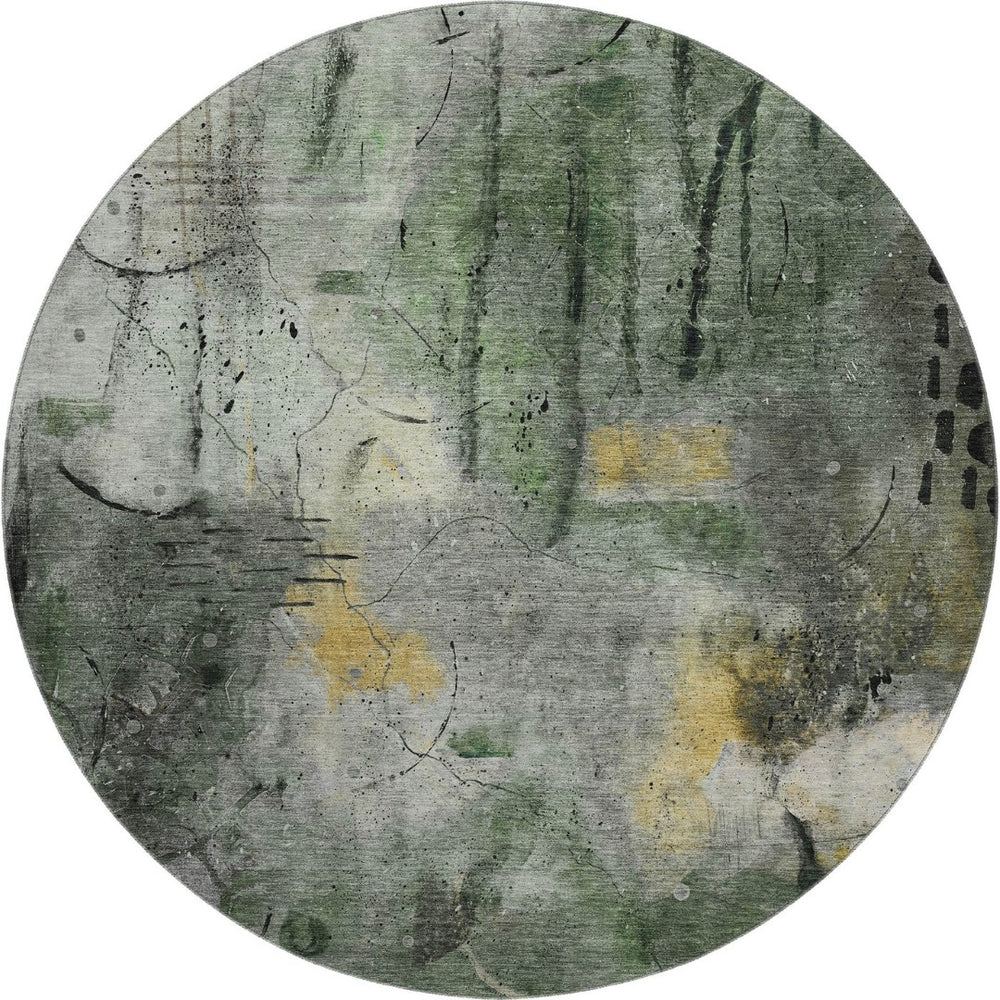 HomeRoots 8' X 10' Modern Pewter & Charcoal Washable Area Rug with UV Protection for Stylish Living Spaces 715349