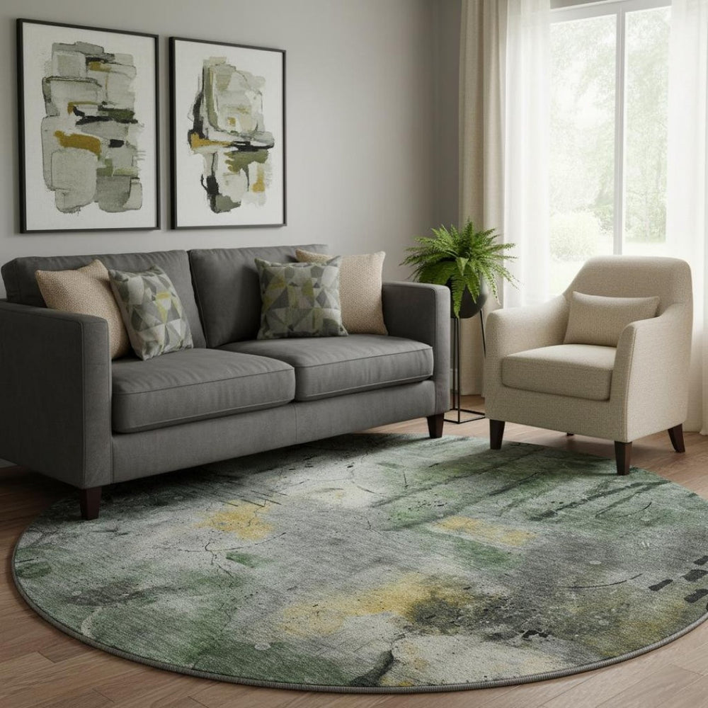 HomeRoots 8' X 10' Modern Pewter & Charcoal Washable Area Rug with UV Protection for Stylish Living Spaces 715349