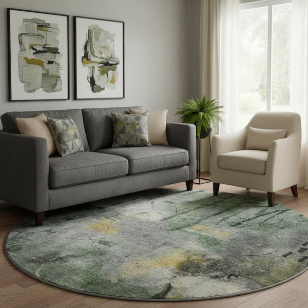 HomeRoots 8' X 10' Modern Pewter & Charcoal Washable Area Rug with UV Protection for Stylish Living Spaces 715349